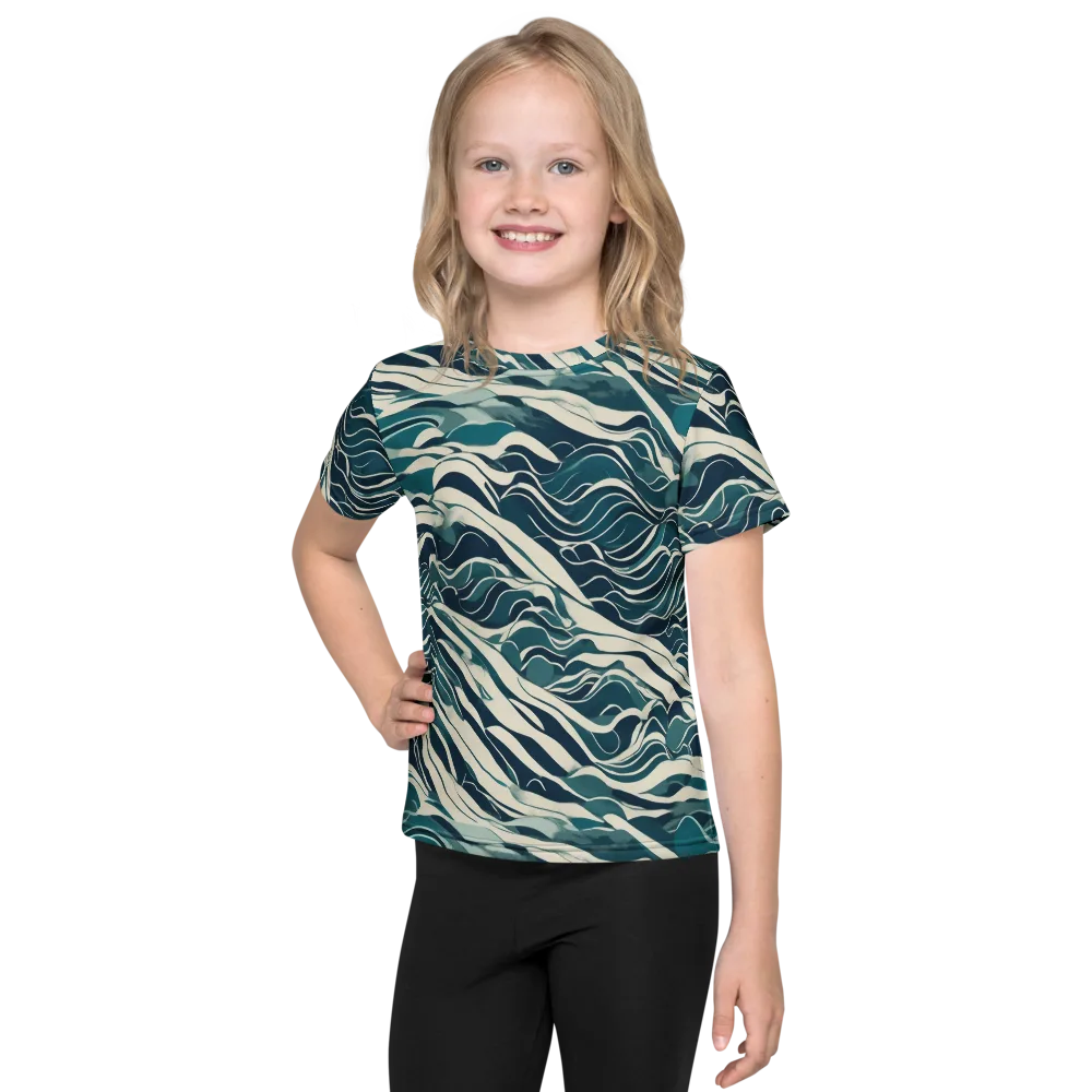 Teal Current on Kids Crew Neck T-Shirt — Front