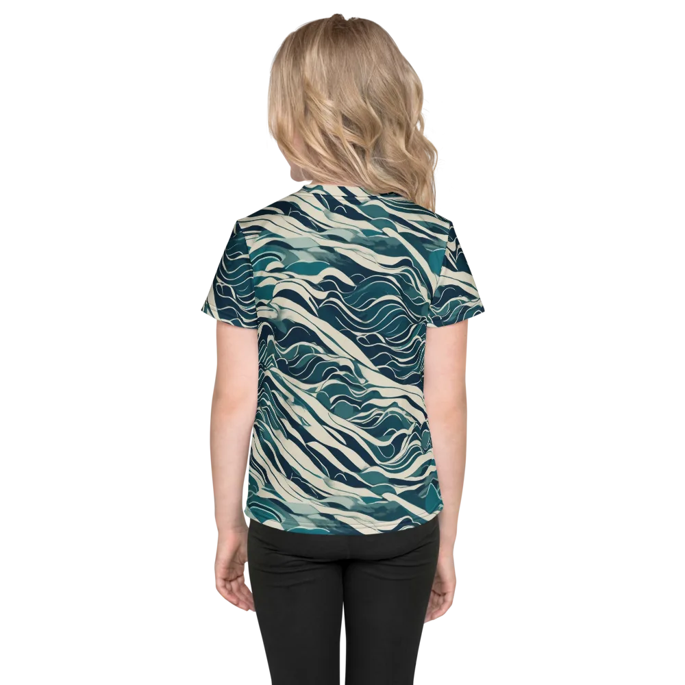 Teal Current on Kids Crew Neck T-Shirt — Back