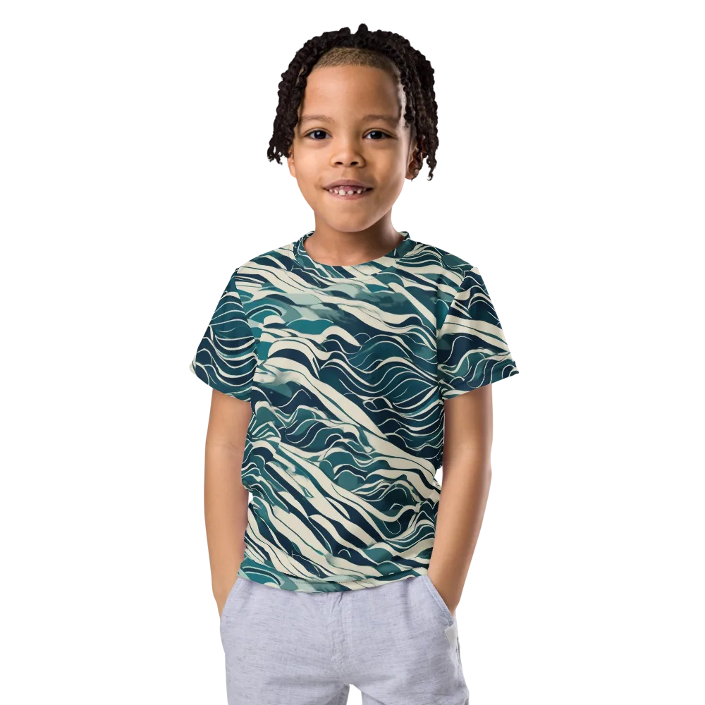 Teal Current on Kids Crew Neck T-Shirt — Front