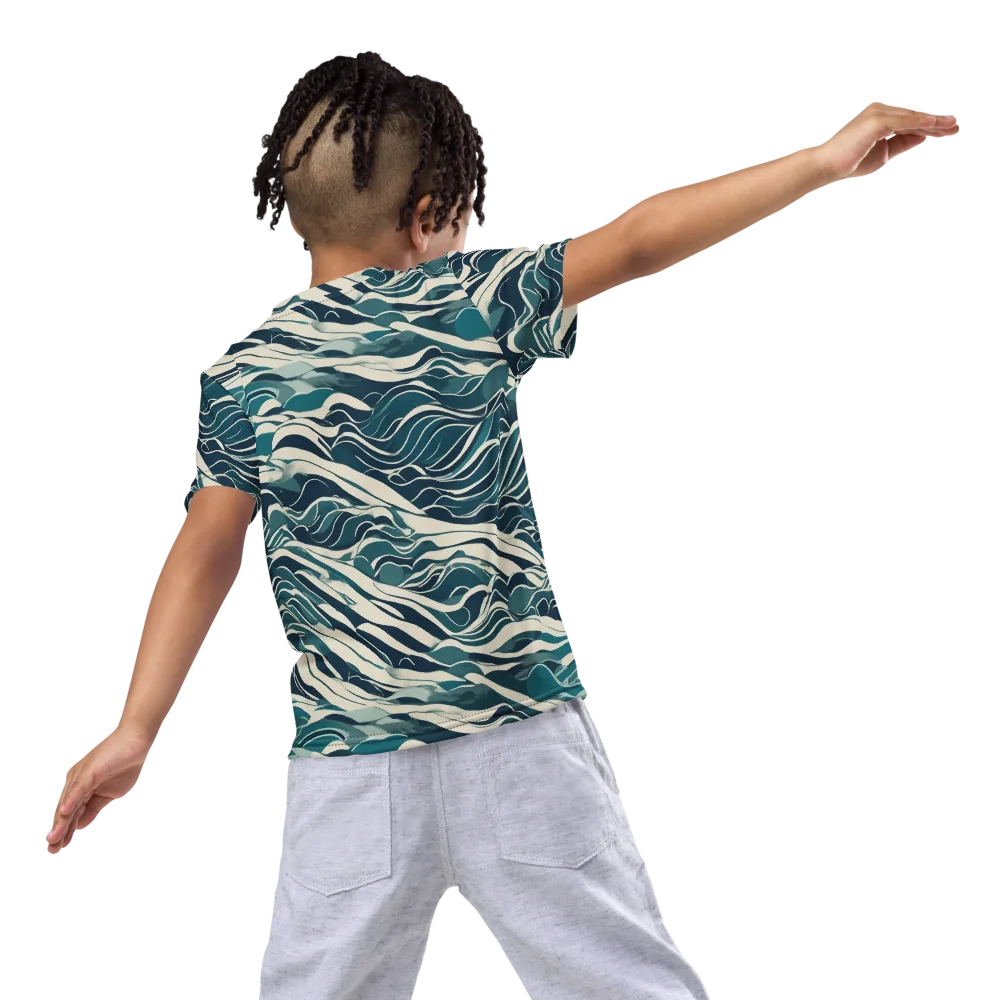 Teal Current on Kids Crew Neck T-Shirt — Back