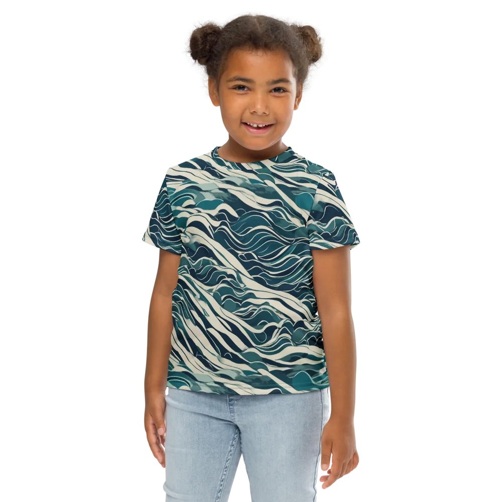 Teal Current on Kids Crew Neck T-Shirt — Front