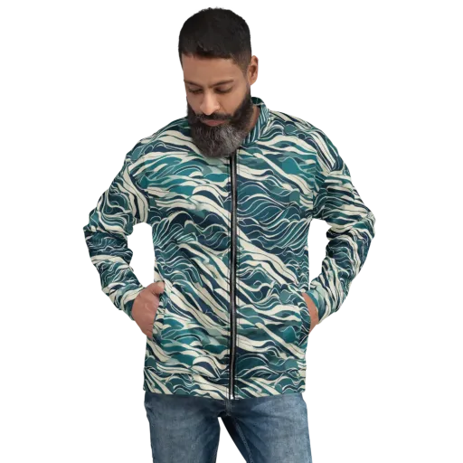 Teal Current on a Bomber Jacket