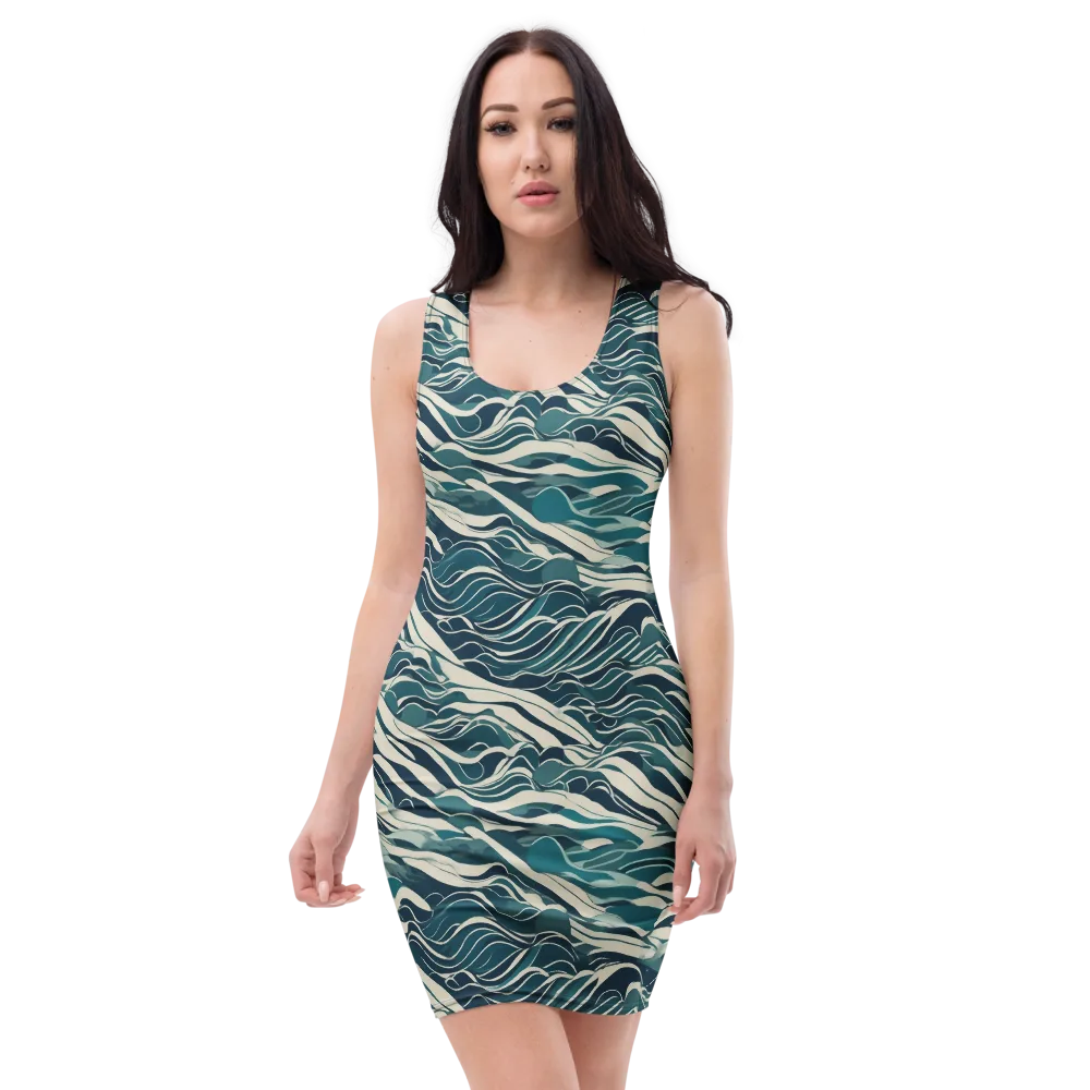 Teal Current on Bodycon Dress — Front