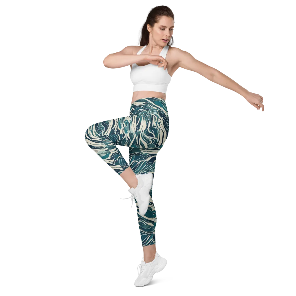 Teal Current on Leggings with Pockets — Left Front