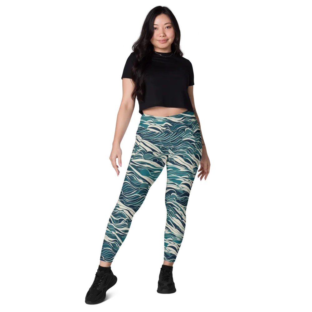 Teal Current on Leggings with Pockets — Front