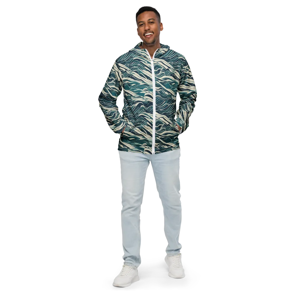 Teal Current on Men's Windbreaker — Front