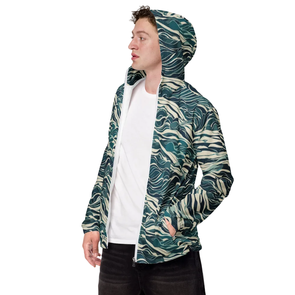 Teal Current on Men's Windbreaker — Left Front