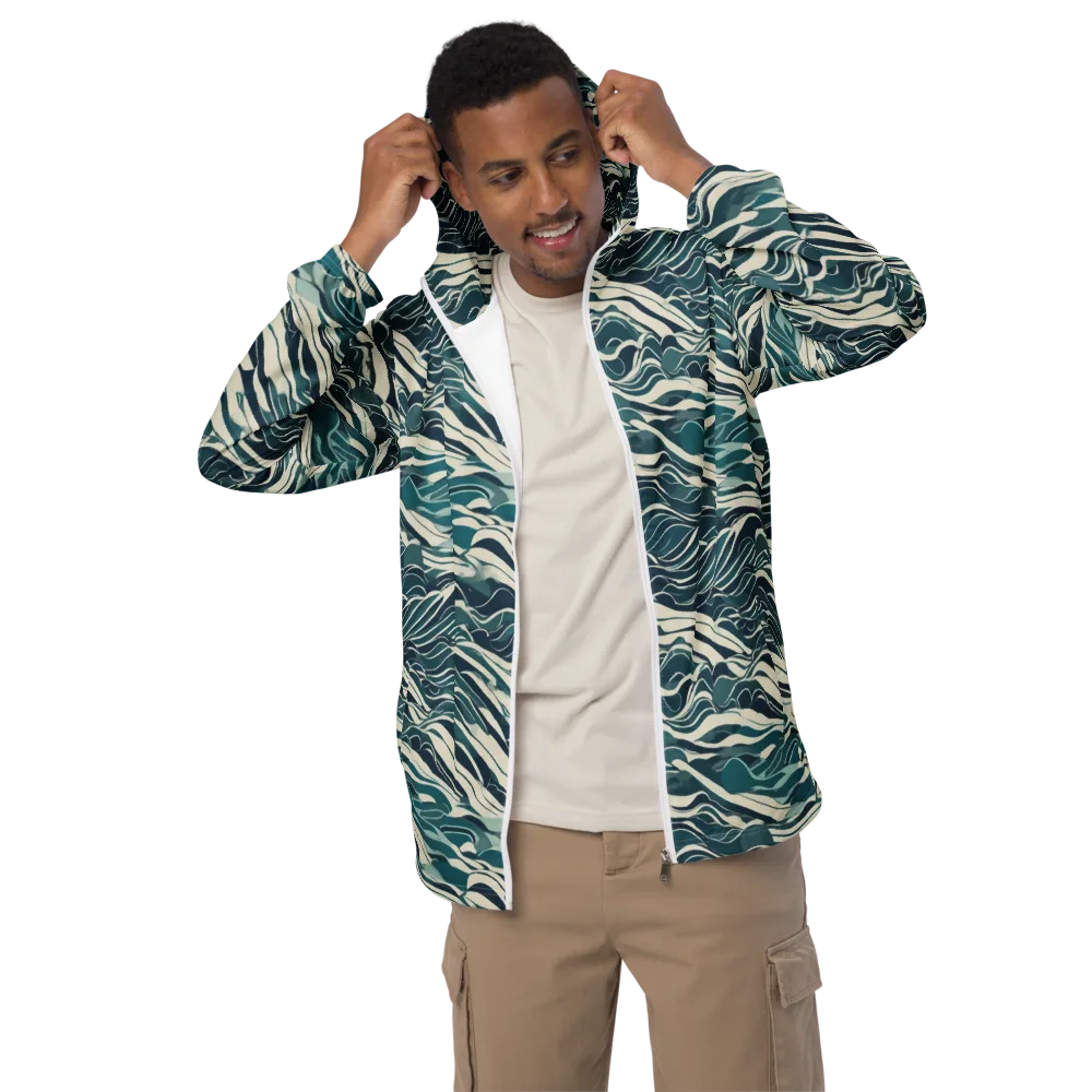 Teal Current on Men's Windbreaker — Front
