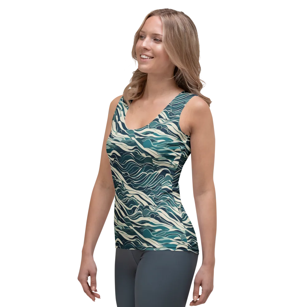 Teal Current on Women's Tank Top — Left Front