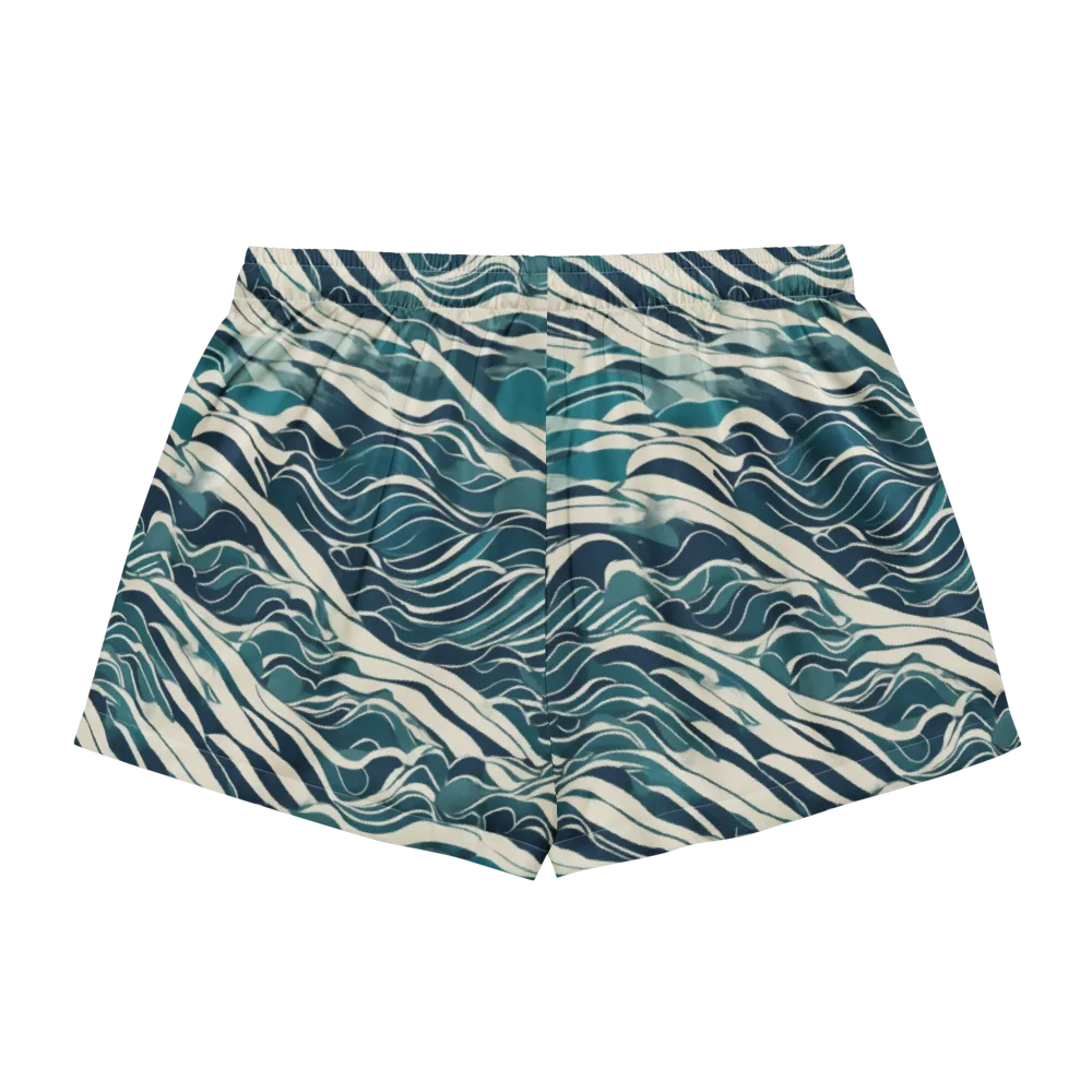 Teal Current on Women's Pajama Shorts — Back