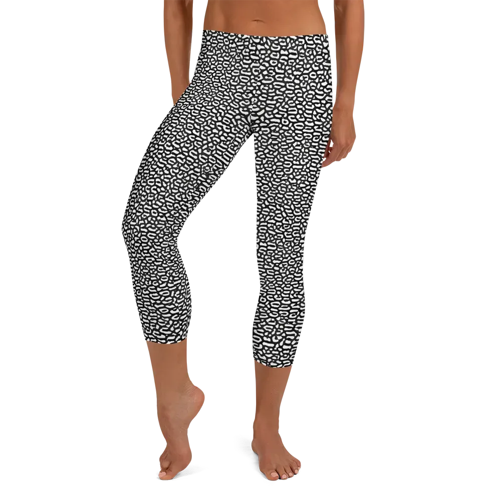 Inkstone Maze on Capri Leggings — Front
