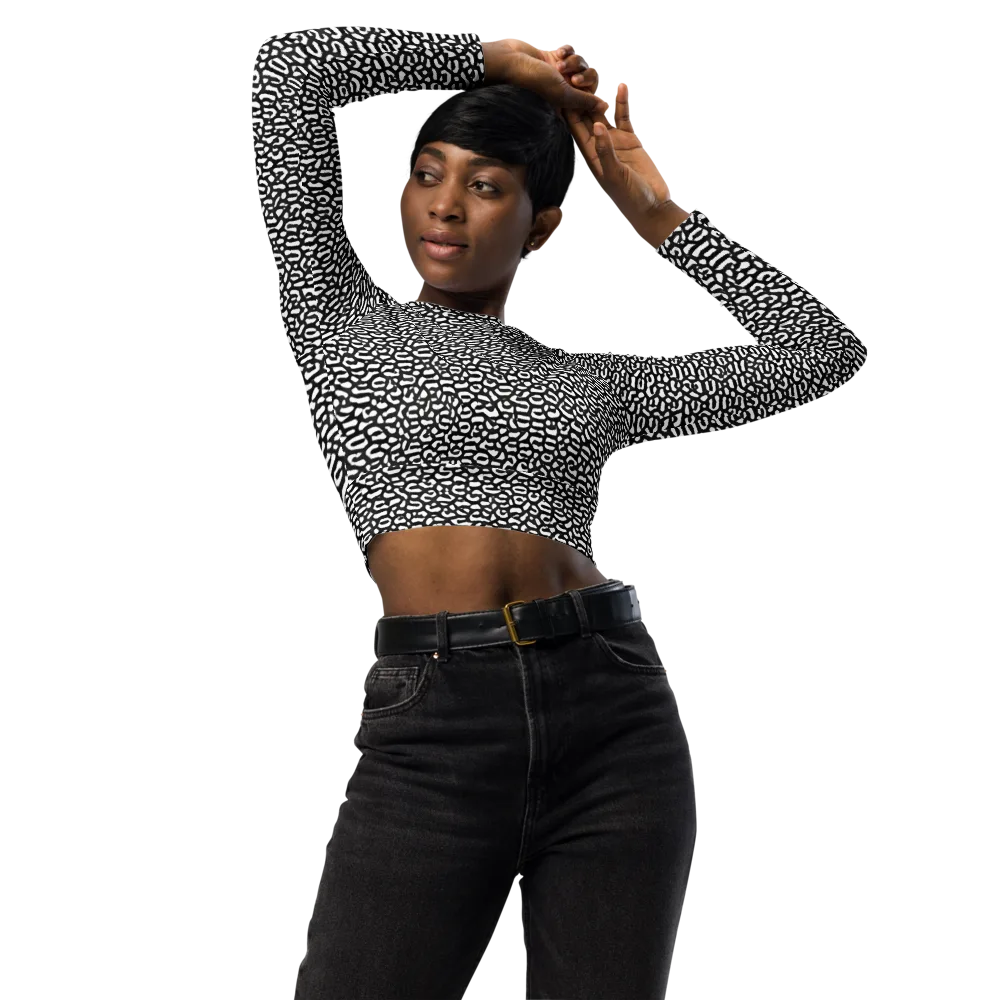 Inkstone Maze on Long Sleeve Crop Top — Front