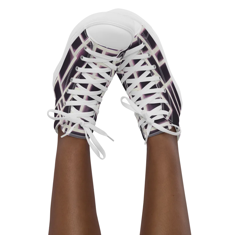 Velvet Circuit on Women's High Top Canvas Shoes — Front