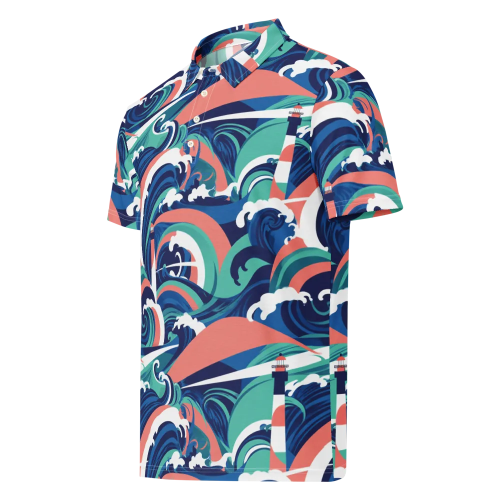 Neon Breakwater on Men's Slim Fit Polo Shirt — Left Front