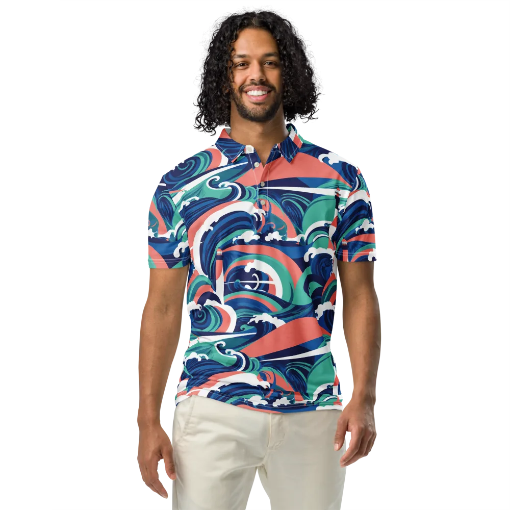 Neon Breakwater on Men's Slim Fit Polo Shirt — Front