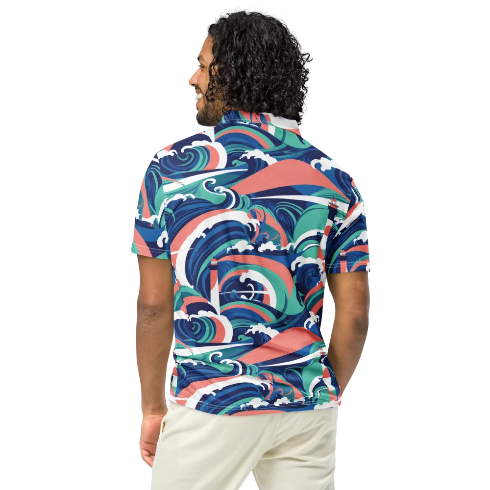 Neon Breakwater on Men's Slim Fit Polo Shirt — Back