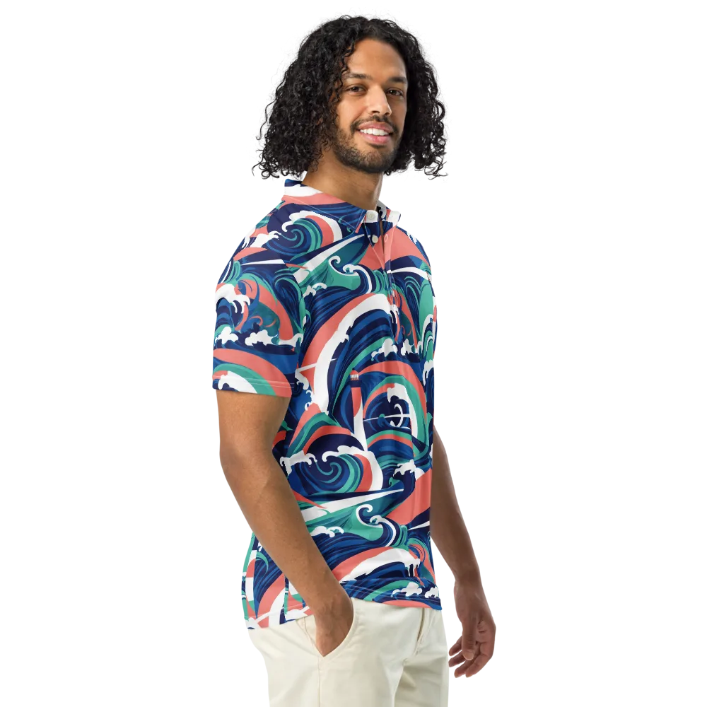 Neon Breakwater on Men's Slim Fit Polo Shirt — Right Front