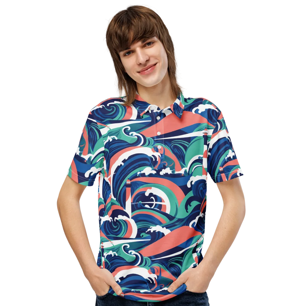 Neon Breakwater on Men's Slim Fit Polo Shirt — Front