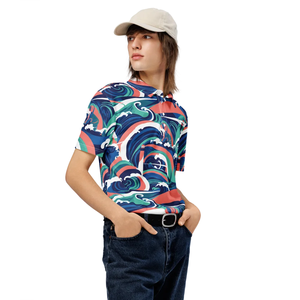 Neon Breakwater on Men's Slim Fit Polo Shirt — Right Front