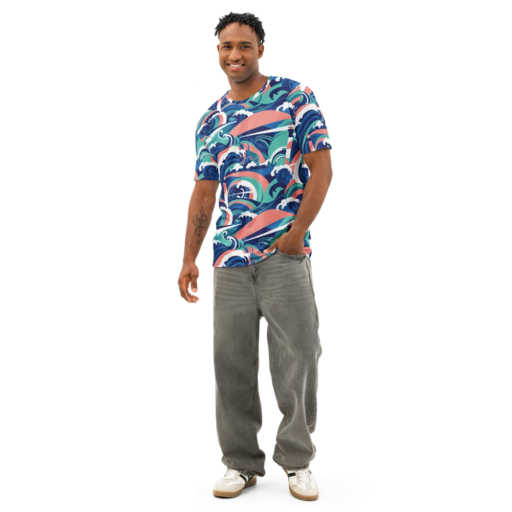 Neon Breakwater on Men's Cotton Crew Neck T-Shirt — Front