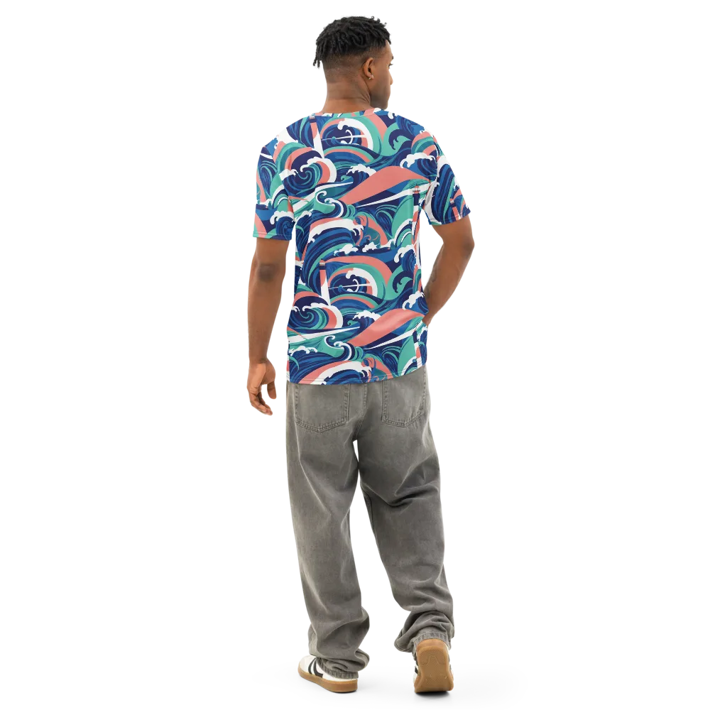 Neon Breakwater on Men's Cotton Crew Neck T-Shirt — Back