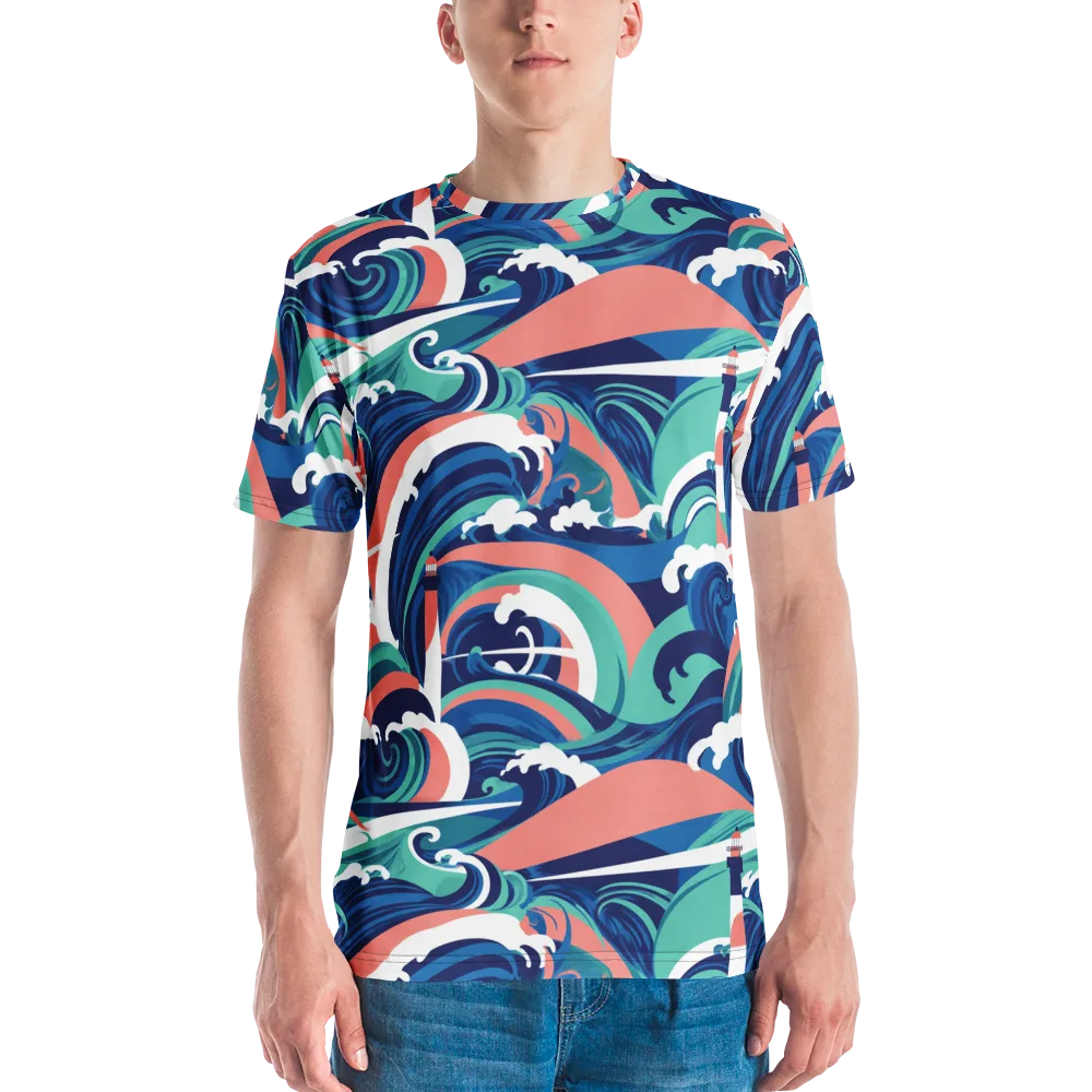 Neon Breakwater on Men's Crew Neck T-Shirt — Front