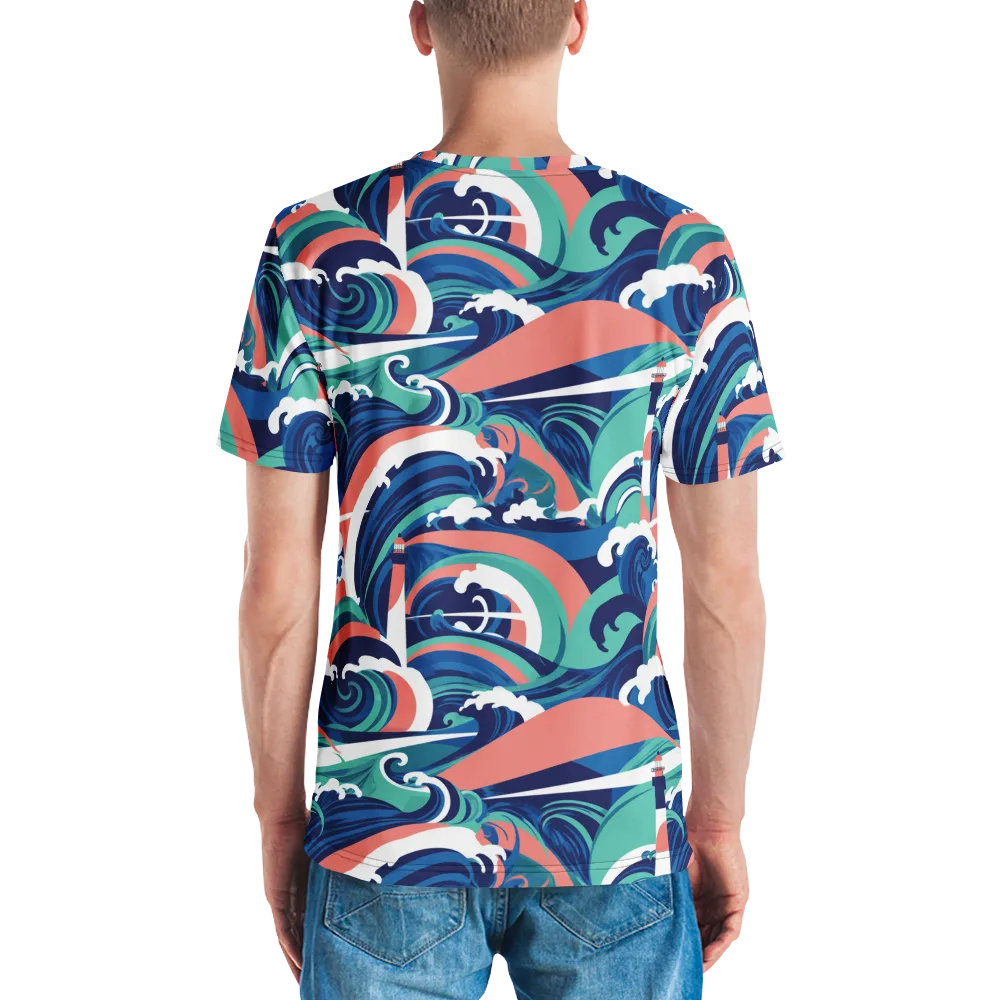 Neon Breakwater on Men's Crew Neck T-Shirt — Back