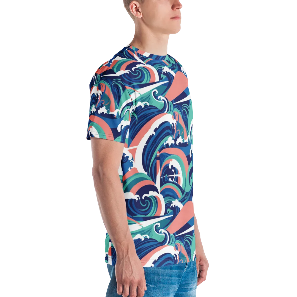Neon Breakwater on Men's Crew Neck T-Shirt — Right