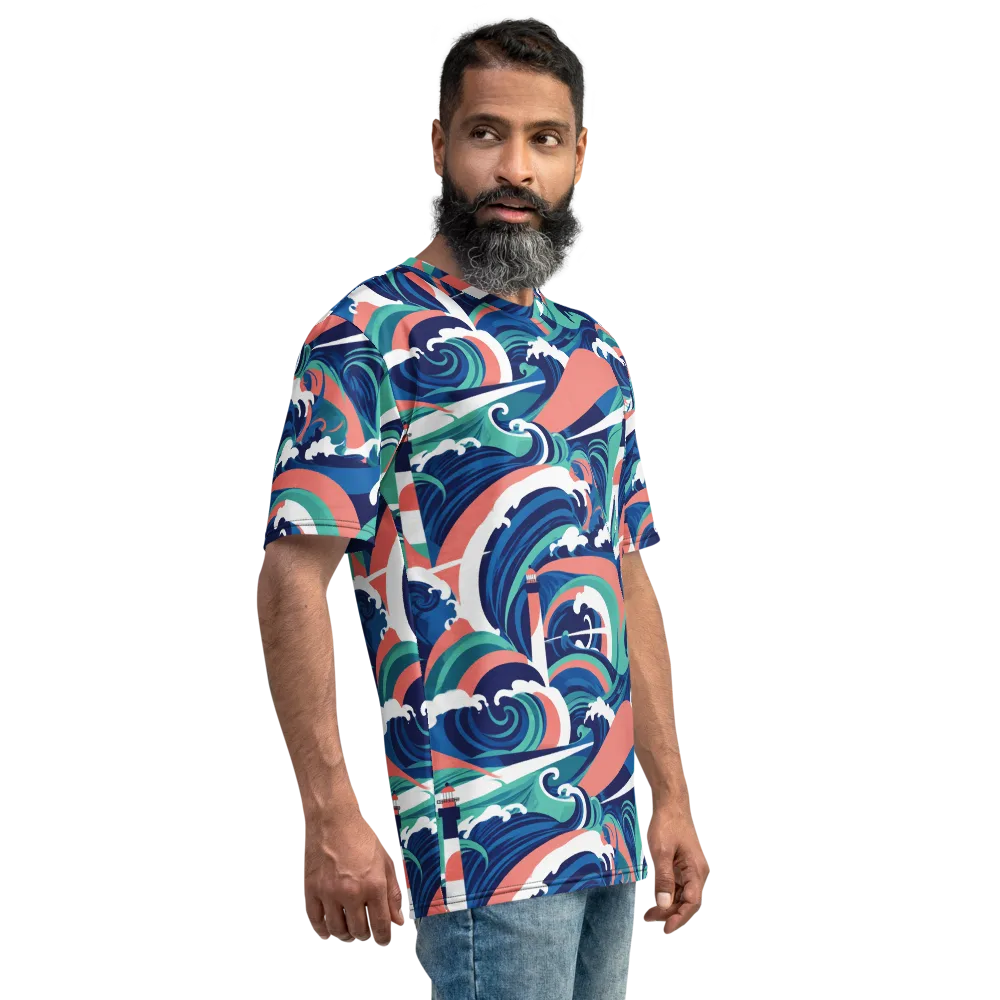 Neon Breakwater on Men's Crew Neck T-Shirt — Right