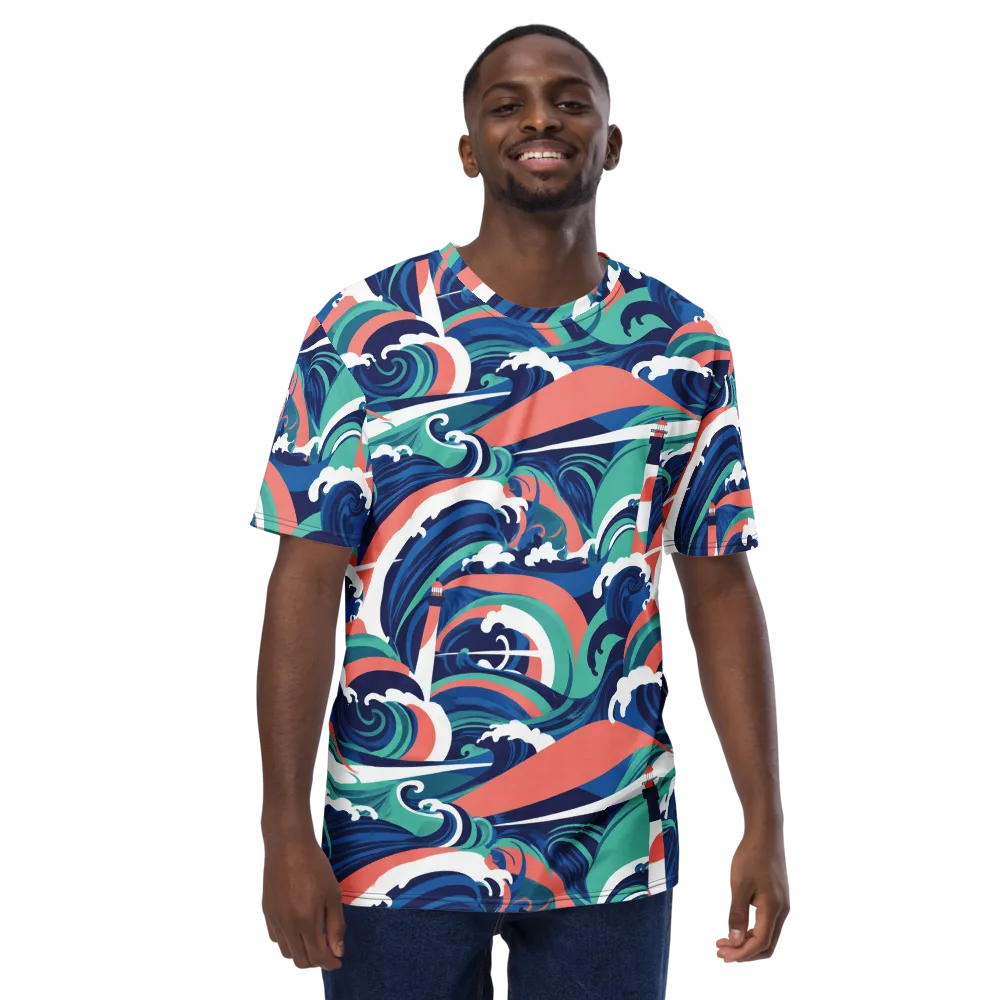 Neon Breakwater on Men's Crew Neck T-Shirt — Front
