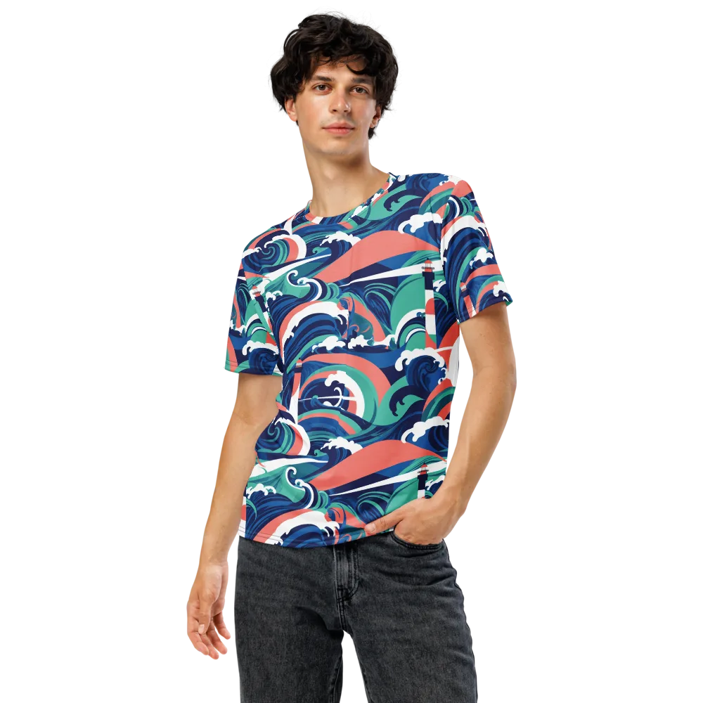 Neon Breakwater on Men's Crew Neck T-Shirt — Front