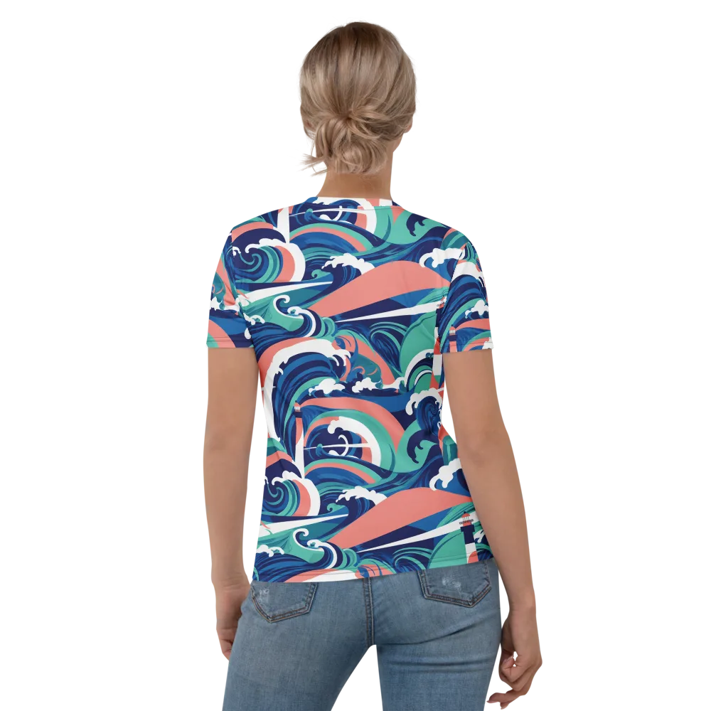 Neon Breakwater on Women's Crew Neck T-Shirt — Back