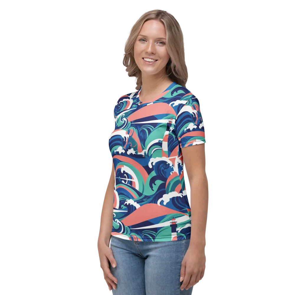 Neon Breakwater on Women's Crew Neck T-Shirt — Left