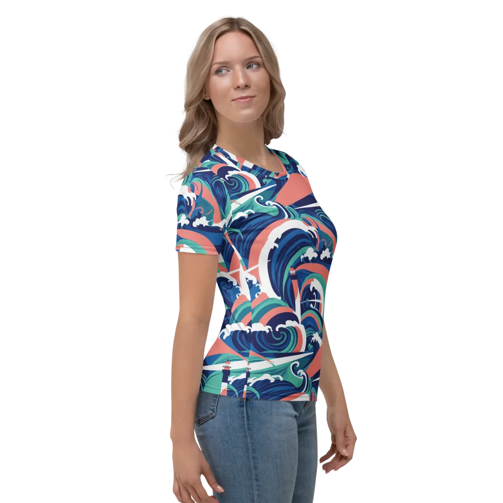 Neon Breakwater on Women's Crew Neck T-Shirt — Right