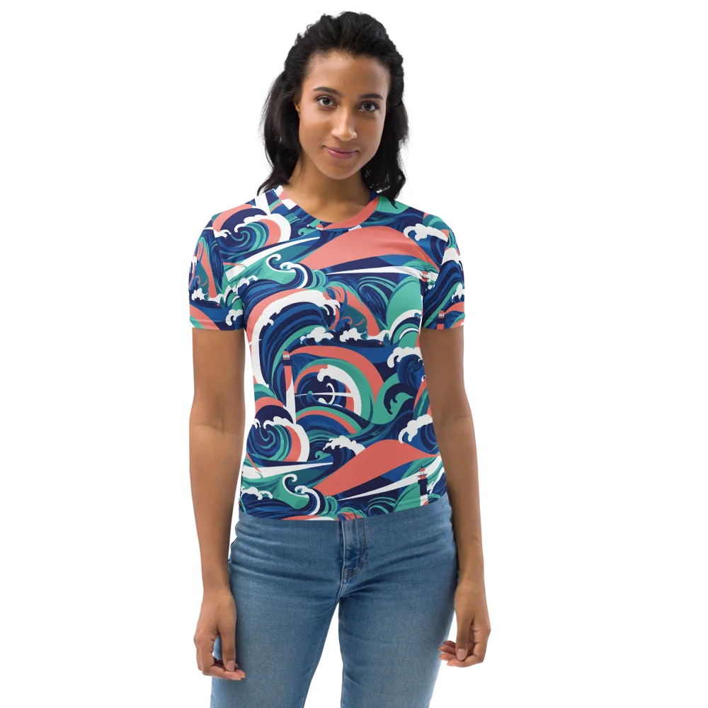 Neon Breakwater on Women's Crew Neck T-Shirt — Front