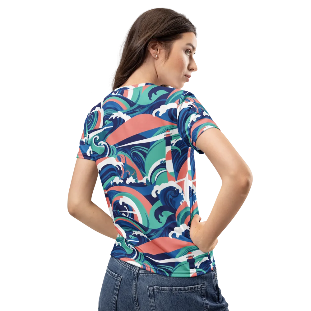 Neon Breakwater on Women's Crew Neck T-Shirt — Back