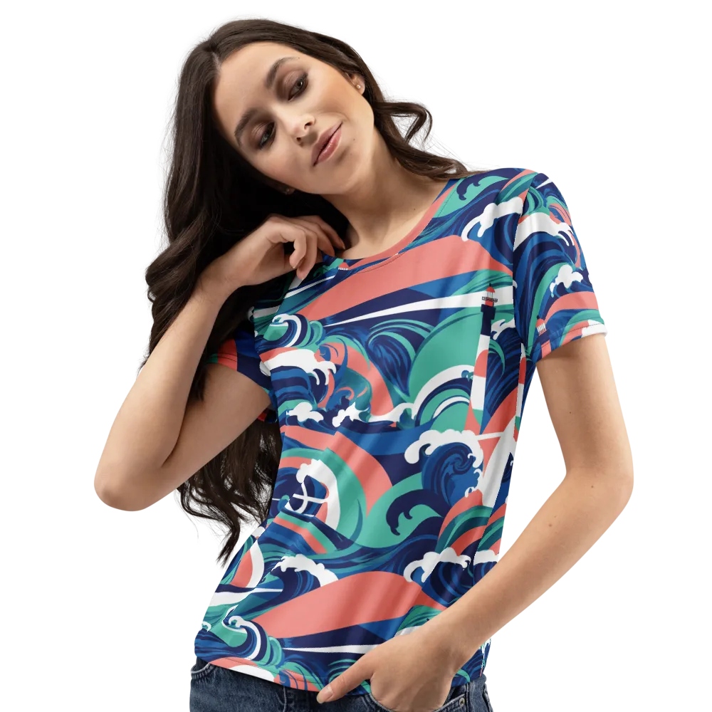 Neon Breakwater on Women's Crew Neck T-Shirt — Left Front