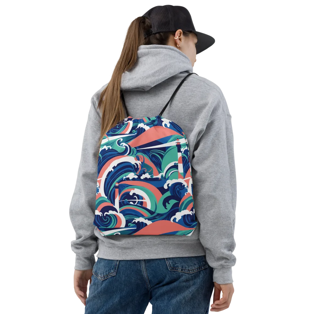 Neon Breakwater on Drawstring Bag — Front