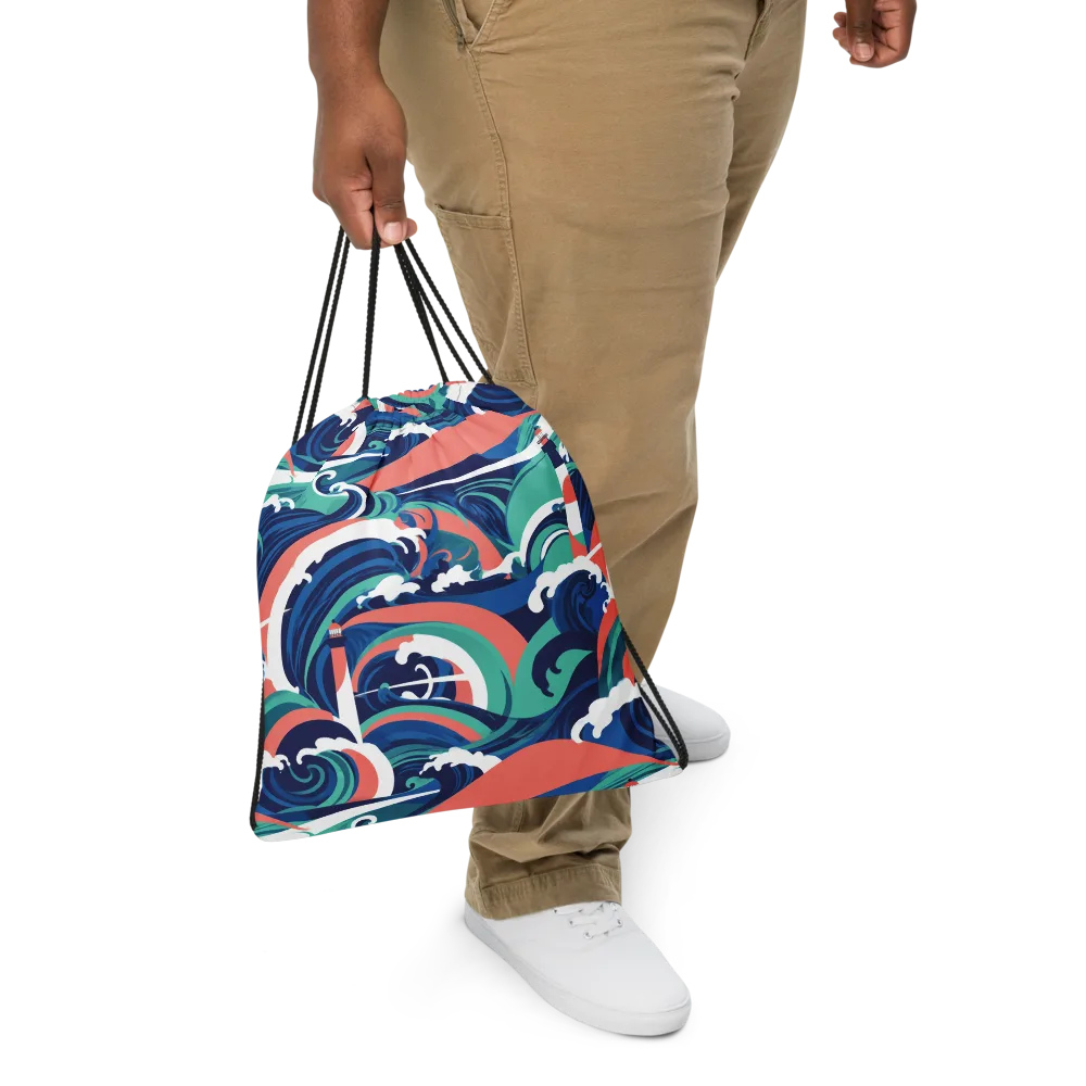 Neon Breakwater on Drawstring Bag — Front