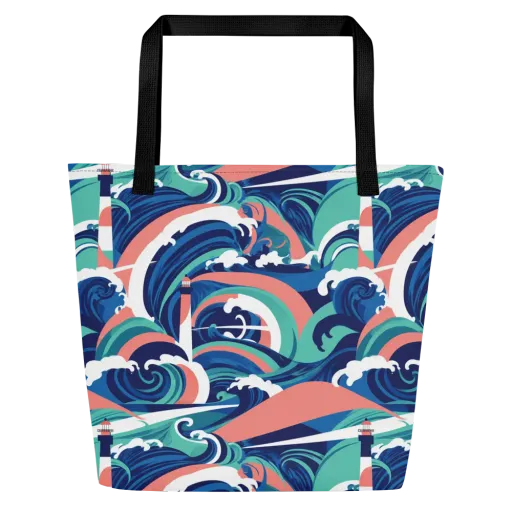 Neon Breakwater on a Large Tote Bag W/ Pocket