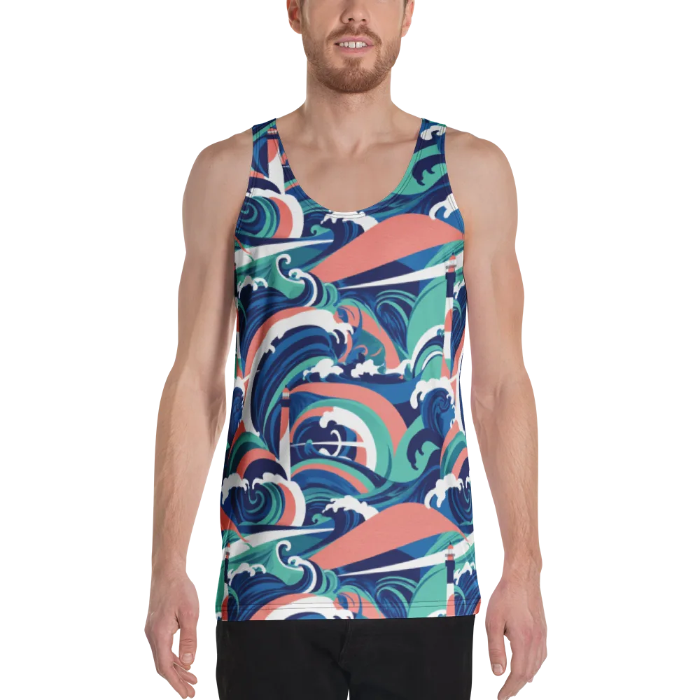 Neon Breakwater on Men's Tank Top — Front