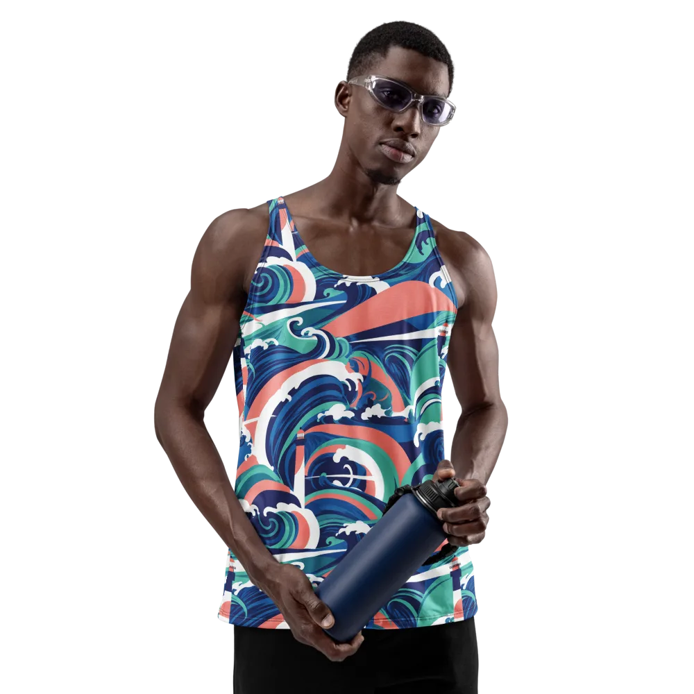 Neon Breakwater on Men's Tank Top — Front