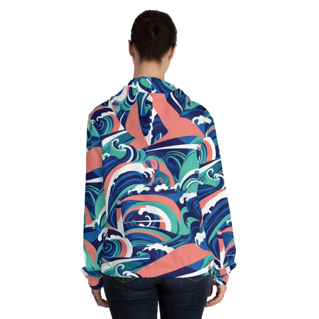 Neon Breakwater on Women's Full-Zip Hoodie — Back On Person