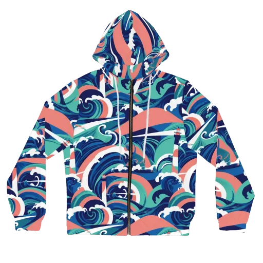 Neon Breakwater on a Women's Full-Zip Hoodie
