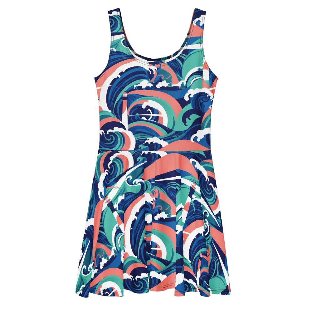 Neon Breakwater on Skater Dress — Front