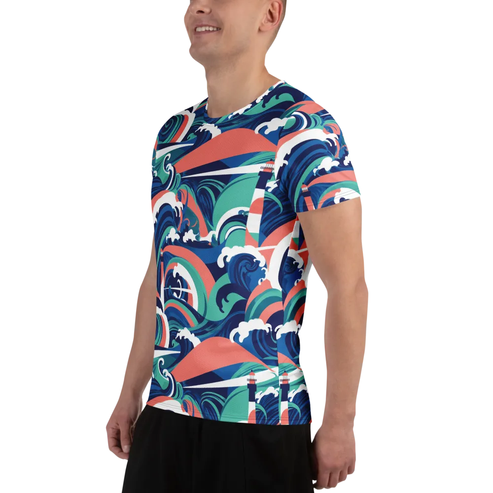 Neon Breakwater on Men's Athletic T-Shirt — Left
