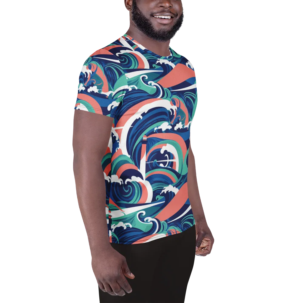 Neon Breakwater on Men's Athletic T-Shirt — Right