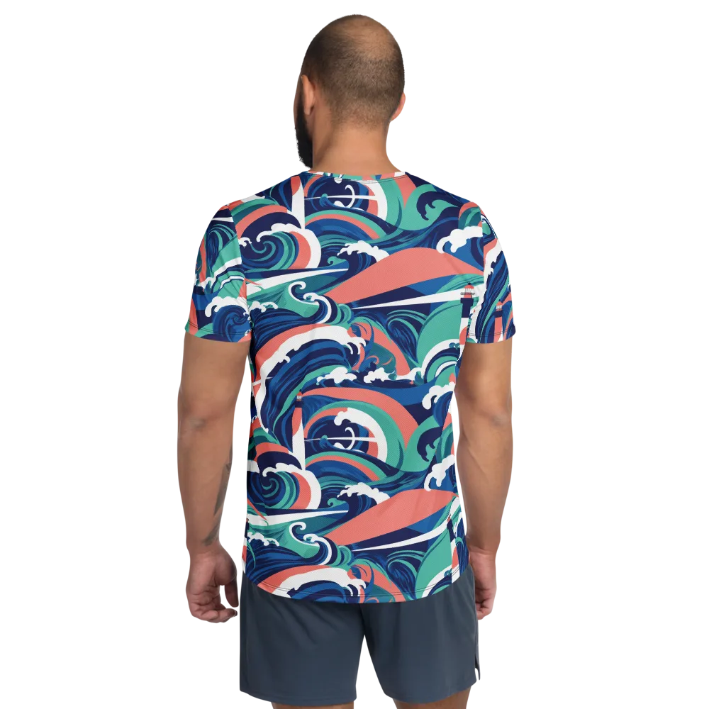 Neon Breakwater on Men's Athletic T-Shirt — Back
