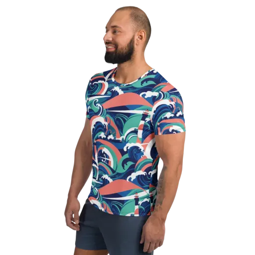 Neon Breakwater on a Men's Athletic T-Shirt