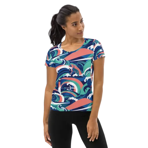 Neon Breakwater on a Women's Athletic T-Shirt